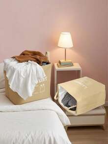 1pc Collapsible Fabric Laundry Basket Simplicity Design Storage Basket With Handles Nursery Decorative Hamper For Toys, Clothes, Blanket, Bathroom, Living Room, Bedroom Organizer, Home Decor