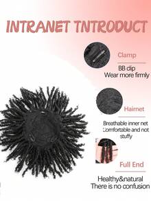 短款脏辫假发钩编假发男士编织发饰假辫子假发非洲卷发合成发饰带 3 个发夹适合派对万圣节日常 - 黑色 - 查看 5