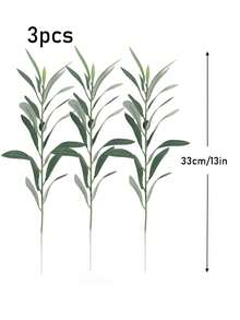 5支仿真橄榄枝，绿色植物茎，橄榄叶，仿真果实，丝绸植物，人造橄榄枝和绿叶，花瓶填充物，家居装饰，室内仿真绿植，适用于婚礼花束、拱门、花环、餐桌摆饰、花瓶填充物、家庭派对装饰、礼品、绿色植物茎、仿真橄榄树枝 - 綠色 - 查看 12