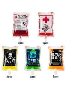 5/15/25 chiếc Túi đựng đồ uống Halloween Cosplay Ma cà rồng Túi đựng máu Zombie Đồ uống Túi đựng đồ uống Đạo cụ Vật dụng trang trí Halloween - Nhiều màu - Xem 15