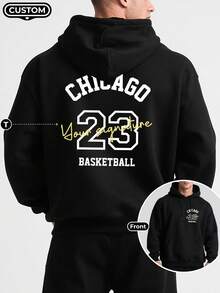 Customized Hoodie, Add Your Text And Photo/Couple/Family/Best Friend/Pet Photo, Christmas/Halloween, Men's Black Hoodie, Birthday/Valentine's Day/Father's Day/Party/Anniversary/Custom Design, Long Sleeve Top - Black - View 1