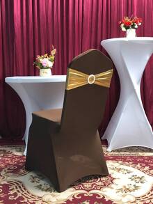 50 Pcs Foil Print Fabric Metallic Gold Stretch Chair Covers Sashes, Elastic Bands, Lycra Chair Bows, Spandex Ribbon – Featuring Durable Workmanship. These Spandex Fitted Bows Are Ideal For Wedding, Birthday, Graduation, Christmas, Bridal Shower, Party, Meeting, And Engagement Table Cloth Backdrops, Carpets, And Flower Decoration. - 金的 - 查看 3