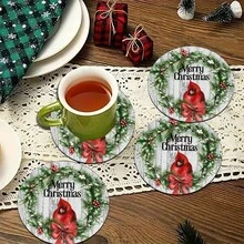 2 Stücke/4 Stücke/6 Stücke Weihnachtsmotiv bedruckte Diatomeen-Tischsets, Weihnachtsdekoration, geeignet für Esstisch, Kaffeebar, ganzjährige Dekoration, waschbare Tischsets, Raumdekoration, Untersetzer, Abtropfmatten, Küchen- und Esszimmer-Tischsets, Innen- und Außendekoration für Partys, Heimdekoration, ideales Geschenk - Verschiedenfarbig - Übersicht 15