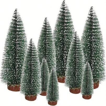1/4pcs Christmas Decoration Supplies Simulation Mini Christmas Tree Desktop Atmosphere Decoration Dipped In White Cedar Pine Needles Christmas Tree Home Decor Christmas Decorations Room Decor