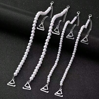 1 Pair Adjustable Faux Pearl Bra Strap, Fashion Jewelry For Women