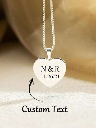 Personalized Name Bar Tag Necklace, Engraved Date Name Necklace, Minimalist Engraved Name/Date Tag Pendant, Custom Rectangular, Heart Necklace For Men, Women, Halloween Decor, Halloween Jewelry, Christmas Gift For Him, Dad, Father, Husband, Men Jewelry, Birthday, Anniversary, Back To School Season Gifts