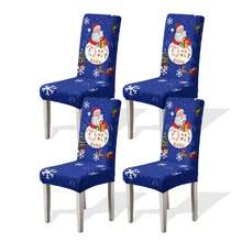 1/4/6/100pcs Christmas Print Stretch Chair Covers, Home/Hotel/Restaurant/Dining Chair Slipcovers, Cartoon Holiday Decor - Multicolor - View 31