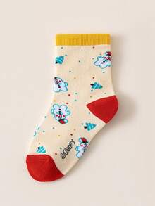 Disney 5双装圣诞儿童袜子，米奇老鼠新年礼物袜，卡通圣诞新年动画袜子，男女童款，新奇有趣袜子，儿童室内/居家穿着袜子 - 彩色 - 查看 8