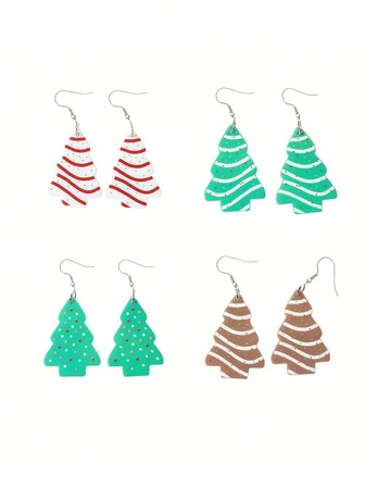 一对复古圣诞树亚克力耳环 - 送给女性的完美节日礼物