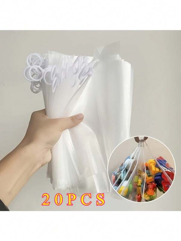 20PCS EVA Hanging Travel Bag Bundle - Transparent Storage Organizer For Clothes, Cosmetics & Home, Space-Saving Zipper Pouches,Transparent/Frosted Are Shipped Randomly