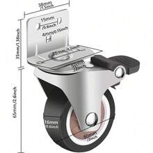 2-Inch L-Shaped Silent Universal Wheels With Brake Function, Silent And Wear-Resistant, Total Load Capacity Of 110 Kg, Multi-Directional Rotation, Suitable For Cabinets, Tables, Cribs, 4 Pieces - Silver - View 3