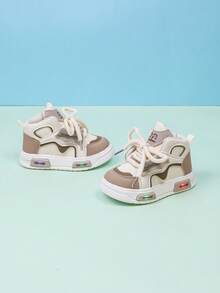 Mid-Top Fashion Comfortable Leather Sports Shoes With LED Lights, Suitable For Boys & Girls, Casual, Shock-Absorbing, Non-Slip, Outdoor Running & Walking Shoes, Autumn/Winter