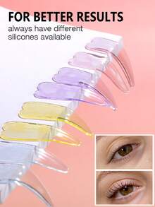 1 Pair Softening Lash Lift Pads, Reusable Eye Patches, Heart Shaped Lash Lift Shields For Perming Or Dyeing Eyelashes & Eyebrows, Self-Adhesive 3D Eyelash Curler Accessories Makeup Tools - Multicolor - View 1