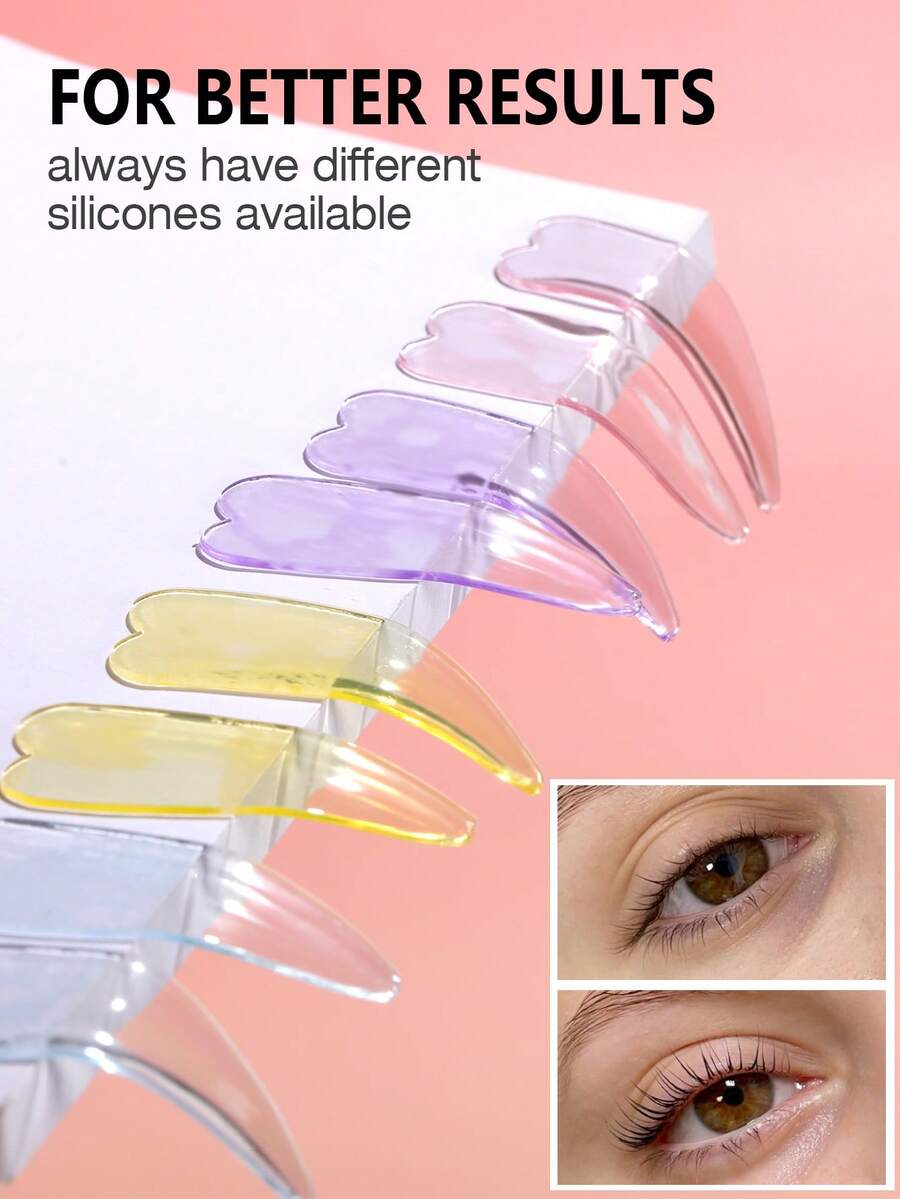 1 Pair Softening Lash Lift Pads, Reusable Eye Patches, Heart Shaped Lash Lift Shields For Perming Or Dyeing Eyelashes & Eyebrows, Self-Adhesive 3D Eyelash Curler Accessories Makeup Tools - Multicolor - View 1