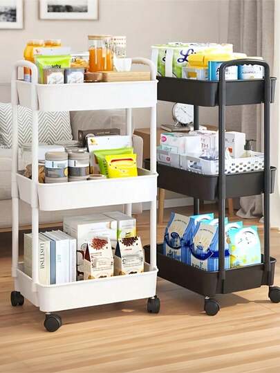 Carrello portaoggetti multistrato con rotelle, scaffale mobile in plastica a 5 ripiani per cucina, camera da letto, bagno e ufficio, carrello portaoggetti a 5 ripiani, tubo rinforzato, scatola portaoggetti robusta e resistente