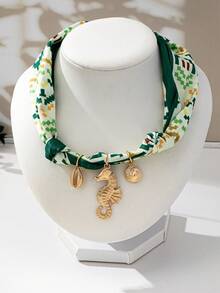 1pc Fashion Heart, Cross, Flower, Ocean & Floral Pattern Scarf Necklace - Scarf Necklace - View 14