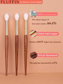 1 cọ trang điểm lông dê FLUFFIN E19 nhuộm màu lửa, thích hợp dùng cho phấn mắt, tạo khối mũi, tán highlight, màu gỗ hồng đồng, cọ trang điểm cao cấp, cọ kẻ lông mày, cọ phấn mắt, quà tặng kèm. - Gỗ đỏ - Xem 5