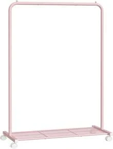 SONGMICS Clothes Rack With Wheels, 35.8 Inch Garment Rack, Clothing Rack Hanging Clothes, With Dense Mesh Storage Shelf, 110 Lb Load Capacity, 2 Brakes, Steel Frame, Pink UHSR025P01SpecialForCanada - 金色 - 查看 1