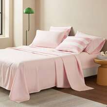 Fluffy 2/3/5/7 Pieces Stripe Textured Print Comforter Set, 200 Gsm Lightweight & Breathable Bedding Sets, All Season Home Textile Fits Modern Bedroom Decor, Halloween Christmas Thanks Giving Gifts - 臉紅 - 查看 7