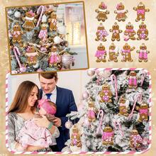 12pcs/24pcs/36pcs Pink Gingerbread Man Ornaments, Christmas Decorations, For Christmas Tree Decor, Pink Christmas Candy Cane Decorations With Jute Rope, Ideal For Christmas Party Decor, Home Decor, Holiday Decor, Birthday Party, Family Gathering, Christmas-Themed Party, Can Be Given As Christmas Home Decor Gifts To Friends Or Family! Room Decor - Multicolor - View 5
