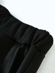 (2PC) VTUTOK Men's Round Neck Hoodie Printed Long Sleeve Sweatshirt Pants Set, Street Style Long Sleeve Sweatshirt Top+Drawstring Waist Sports Pants Casual Set, Autumn Set, American Street Style Y2K Hip Hop - 黑色 - 查看 5