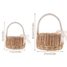 1 件手工编织藤条婚礼篮，带可拆卸内衬 - 多功能花瓣储存，淡蓝色/白色/灰色，适用于家庭/婚礼/摄影道具、花园储物容器、花卉装饰