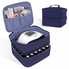 Double Layer Nail Polish Organizer And Makeup Bag - Portable Handbag Carrying Case For Manicure Set - Ideal For Daily Travel Use - Great For Girls And Women