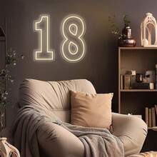1 Pack LED Neon Light Number Sign, Warm Yellow Single Digit 0-9, USB Powered Wall Hanging Decor Sign With Hook, Dimmable Switch, Suitable For Birthday, Anniversary, Home, Bar, Club, Wedding Gift - Huang Guang - View 7
