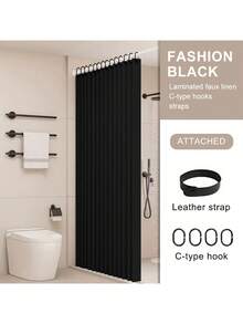 1 件纯色可折叠矩形浴帘，带挂钩，无拉杆，磁性，时尚面料，适用于家庭和酒店浴室隔断，也可用作门帘或窗帘房间装饰浴室配件返校浴室装饰 - 彩色 - 查看 22