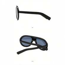 1 Pc/Set, Stylish Oversized Sunglasses, Unisex Personalized High-End Sunglasses Multiple Colors Available Perfect For Daily Dates, Commuting, Street Style Outfits, Or As A Gift Includes A Glasses Case - 黑色鏡框搭配灰色鏡片 - 查看 4