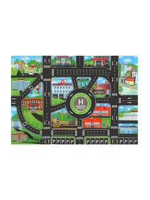 1張純英文熱門停車場場景地圖,適用於遊戲玩具、交通運輸、小車、遊戲墊、防水墊 - 綠色 - 查看 10