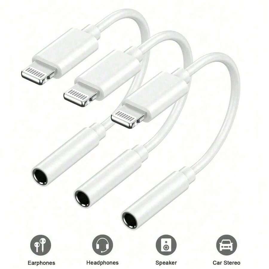 1 件 3.5 毫米音频插孔适配器电缆转换器兼容 14 系列、 13/12/11/XS/XR/8/7/6、iPad 兼容耳机插孔适配器转换器 - 白色 - 查看 1