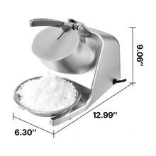 Ice Crusher Machine, 286lbs Per Hour Electric 4 Blades Snow Cone Maker, Stainless Steel Shaved Ice Machine With Bowl And Cover, 300W 2000RPM Ice-Shaver For Home And Commercial Use, Silver - Compact Silver: 286 Lbs/h, 300W - View 10