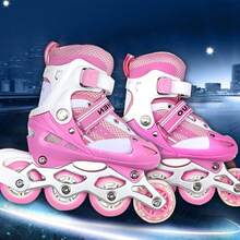 Roller Skates For Kids And Teens, Size M - Single Flash Adjustment System Roller Skates For Boys And Girls - Size (35-38) - Adjustable Size - Roller Skates For Kids - Durable - Pink - 粉色 - 查看 7