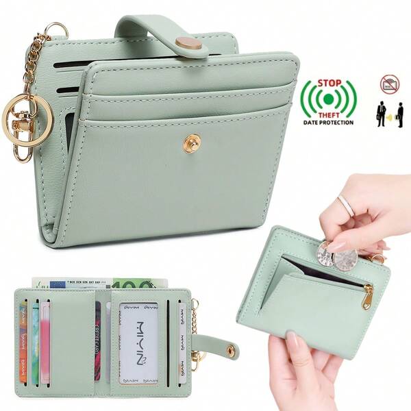 MIYIN Billetera súper delgada para mujer, con bloqueo RFID, cartera de crédito bifold con bolsillo con cremallera para monedas, ventana para identificación y llavero, de moda y ligera, adecuada para uso diario para guardar efectivo, monedas, recibos, billetes, llaves, identificación, tarjetas de crédito. Regalo ideal para mujeres de oficina en vacaciones, aniversarios, cumpleaños. Esta billetera combina las funciones de tarjetero de negocios y cartera de tarjetas de crédito, perfecta para viajes y ocasiones casuales.