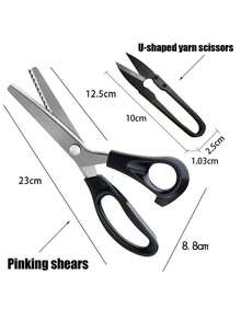 Professional Serrated Scissors, Comfortable Handle Lace Scissors, Stainless Steel Sewing Shears, Sewing Tools, Handicraft Tools, Student Supplies, Decorative Tools - Black - View 2
