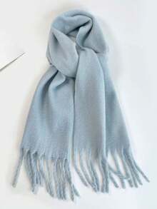 1 pieza Chal y bufanda de gasa con flecos de unicolor para vestido - Rosa - Ver 6