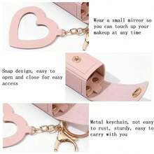 1. 带镜子和钥匙扣的口红盒，便携式收纳礼品零钱包钥匙扣，PU皮革便携式口红盒，带镜子的迷你收纳袋时尚收纳钥匙扣 - 彩色 - 查看 8