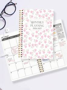 全新 1 本 2026 年 1 月至 2027 年 12 月月度计划本，简约活页式，粉色，包含每日、每周和每月计划，2026 至 2027 年学校办公用品，女士办公桌复活节礼物 - 彩色 - 查看 3