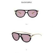 1 Pcs/Set, New Fashionable Rope Knot Double Beam Sun Protection Sunglasses, European And American Style Summer Outdoor Sunglasses, Personalized Sunglasses. - 黑框紫盤 - 查看 2