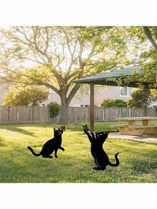 1 szt. Urocza sylwetka kota - trwała stal, dekoracyjna statua na zewnątrz dla miłośników zwierząt domowych - idealna do ogrodu, trawnika