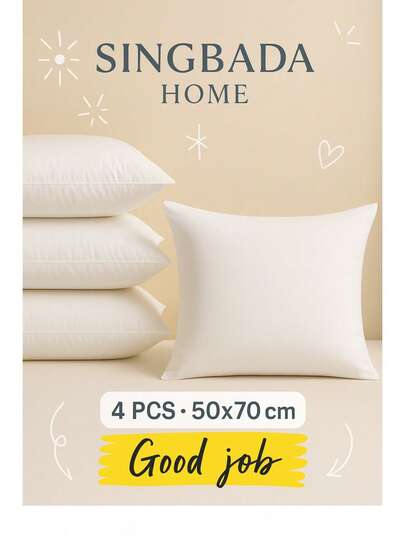 MADE IN TURKEY - 70% Cotton Cushion – 60x60 Cm – 400g – Soft & Breathable – 4 PCS