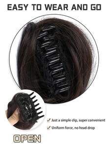 Synthetic Hair Bun For Women, Claw Clip Hairpiece With High-Temperature Fiber, Fluffy & Natural Slouchy Bun Maker, Straight Hair Scrunchie Fall Fashion Women Hair Clip Autumn Hair Accessories Elegant Hair Claw Hair Clutch Clips For Hair Winter For Vacation Outfits Woman