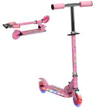 HOMCOM Kids Scooter With Lights, Music, Adjustable Height, Foldable Frame, LED Wheels, For Ages 3-7 Years - Pink - Pink - View 2