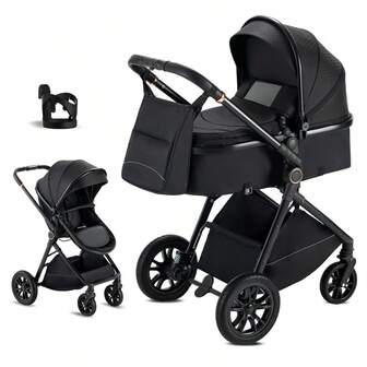 2 In 1 Baby Stroller, Convertible Bassinet Pushchair For Infants And Newborns 0-36 Months