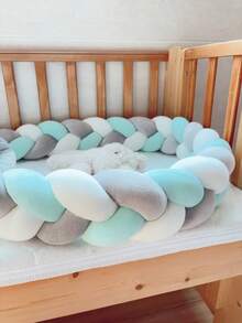 1 件手工针织婴儿床保险杠、柔软扭结球编织保护垫、婴儿床装饰保护垫、婴儿头部、婴儿床围栏垫、婴儿床保险杠、四季防撞垫、育儿室装饰、男孩和女孩的礼物