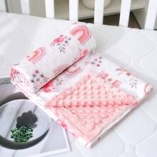 1 Stück Baby Decke für Jungen und Mädchen, weiche Plüsch Minky Decke mit doppelter Lage gepunktetem Rücken für Kleinkinder, mehrfarbig Muster 30 x 40 Zoll (75 x 100 cm)