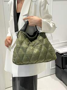 Bolso de mano para mujer, bolso ligero y esponjoso, adecuado para viajes, trabajo, playa, gimnasio, compras - Verde - Ver 3