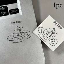 1/3PCS I'm Fine Funny Sarcastic Metal Stickers - Waterproof Glossy Paper Laptop Decals With Humorous "I'm Fine" Design, Easy Peel & Stick For DIY Tech Accessories (One-Time Use) - Silver - View 7