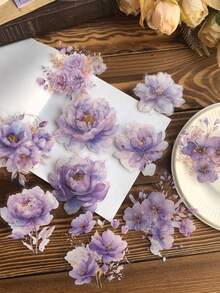 10pcs/Pack Vintage Large Size Foil Floral Botanical Shiny Flower Decor Stickers For Diary Scrapbooking Back To School